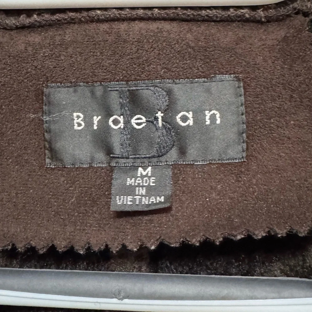 Braetan Dark Brown Teddy Jacket with Faux Fur Trim - Picture 2 of 6